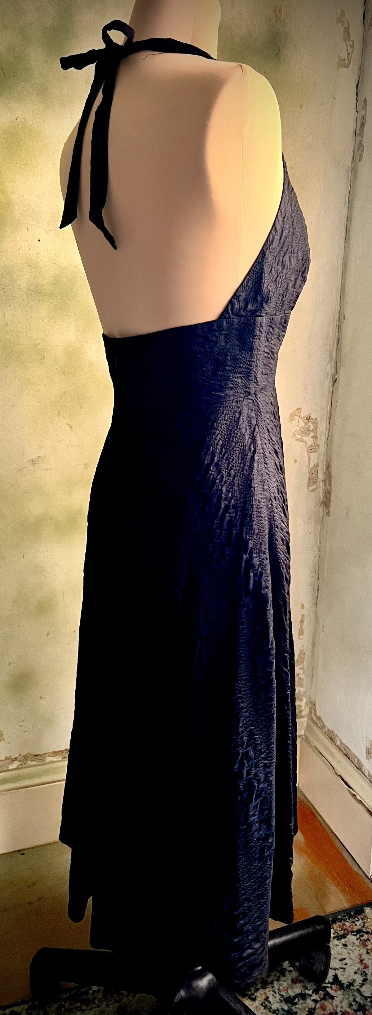 J.Crew Black Cotton Halter Midi Dress Size 4 Open Back