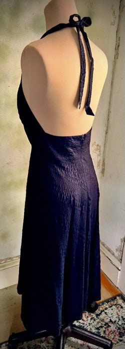 J.Crew Black Cotton Halter Midi Dress Size 4 Open Back