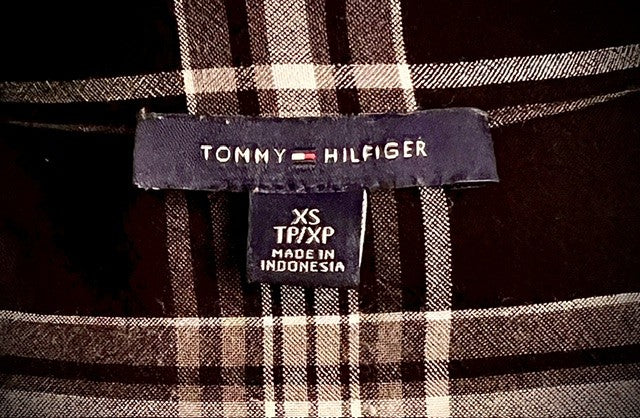 Tommy Hilfiger XS Black White Plaid Tunic Shirt Dress