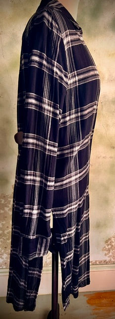 Tommy Hilfiger XS Black White Plaid Tunic Shirt Dress