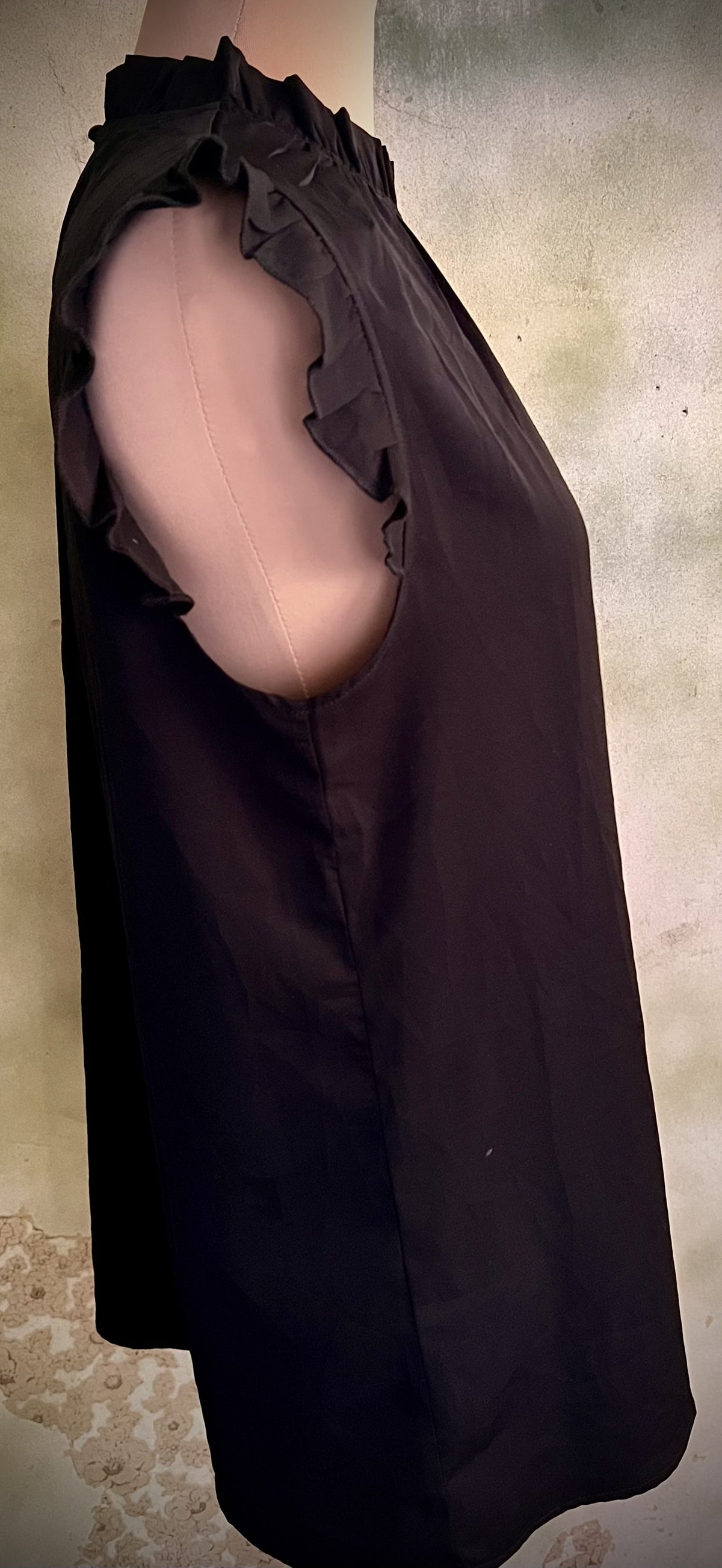 Black Ruffle Neck Blouse