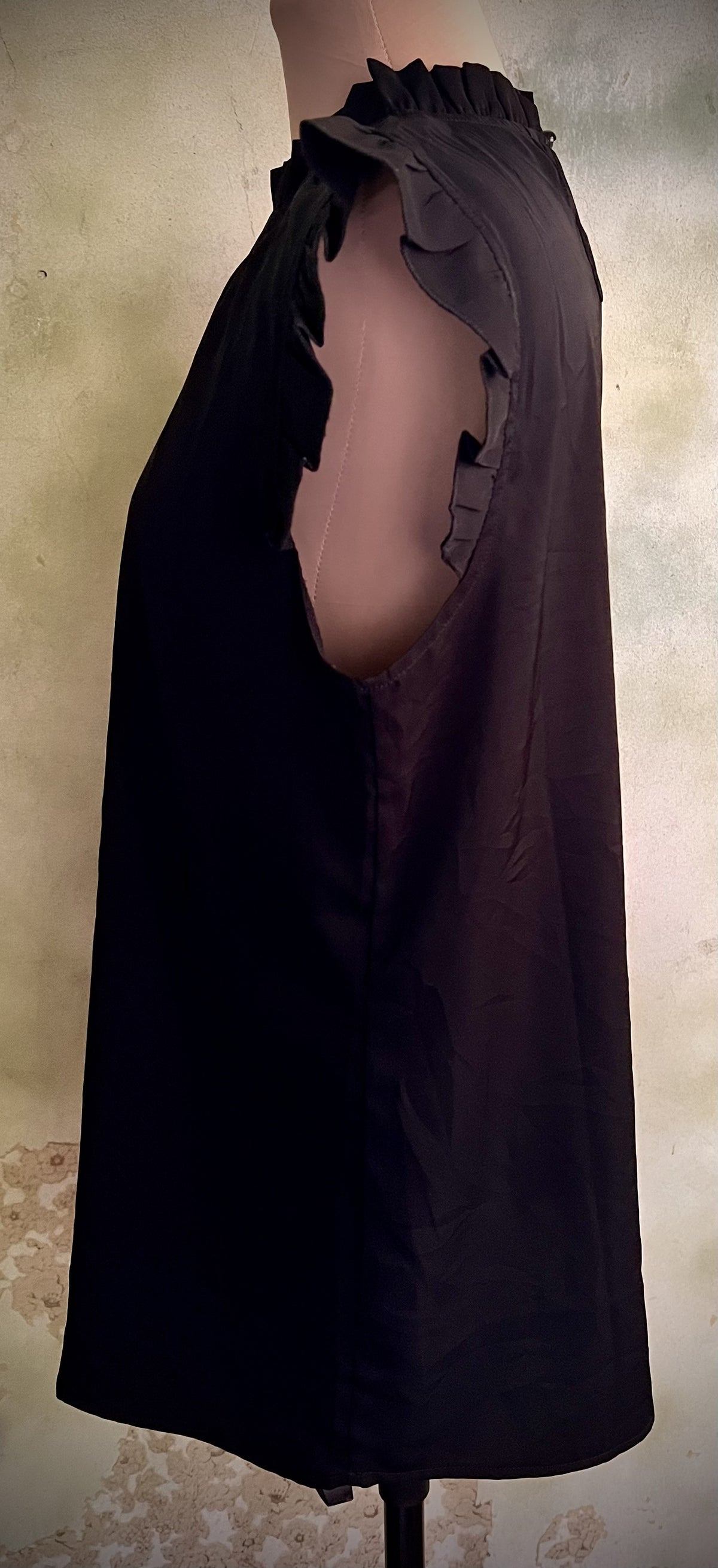 Black Ruffle Neck Blouse