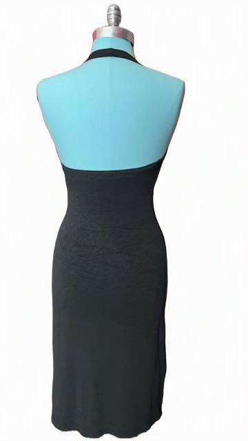 Black Halter Cowl Neck Midi Dress – Size Medium