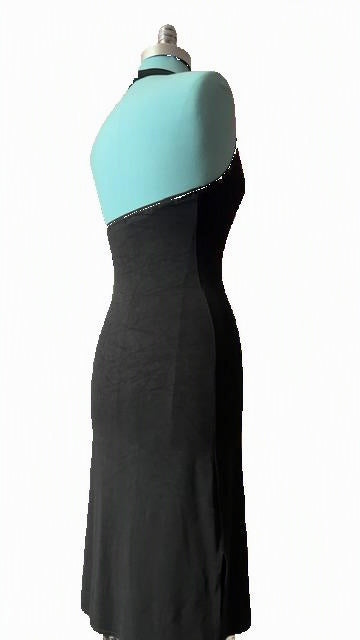 Black Halter Cowl Neck Midi Dress – Size Medium