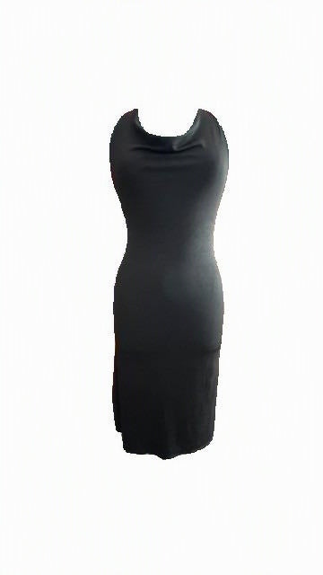 Black Halter Cowl Neck Midi Dress – Size Medium