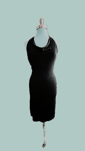 Black Halter Cowl Neck Midi Dress – Size Medium