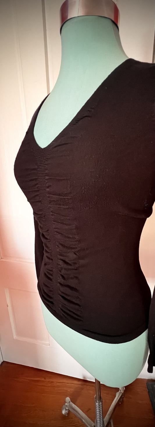 ✨ EXPRESS Black Ruched Long-Sleeve Top — XS