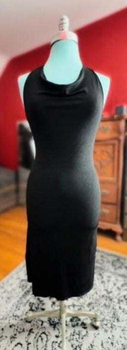 Black Halter Cowl Neck Midi Dress – Size Medium