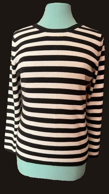 Ann Taylor LOFT Black & White Striped Cotton Sweater – Size Large