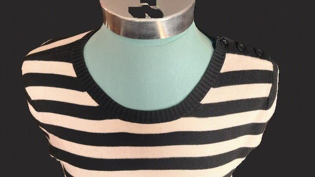 Ann Taylor LOFT Black & White Striped Cotton Sweater – Size Large