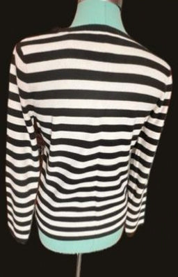 Ann Taylor LOFT Black & White Striped Cotton Sweater – Size Large