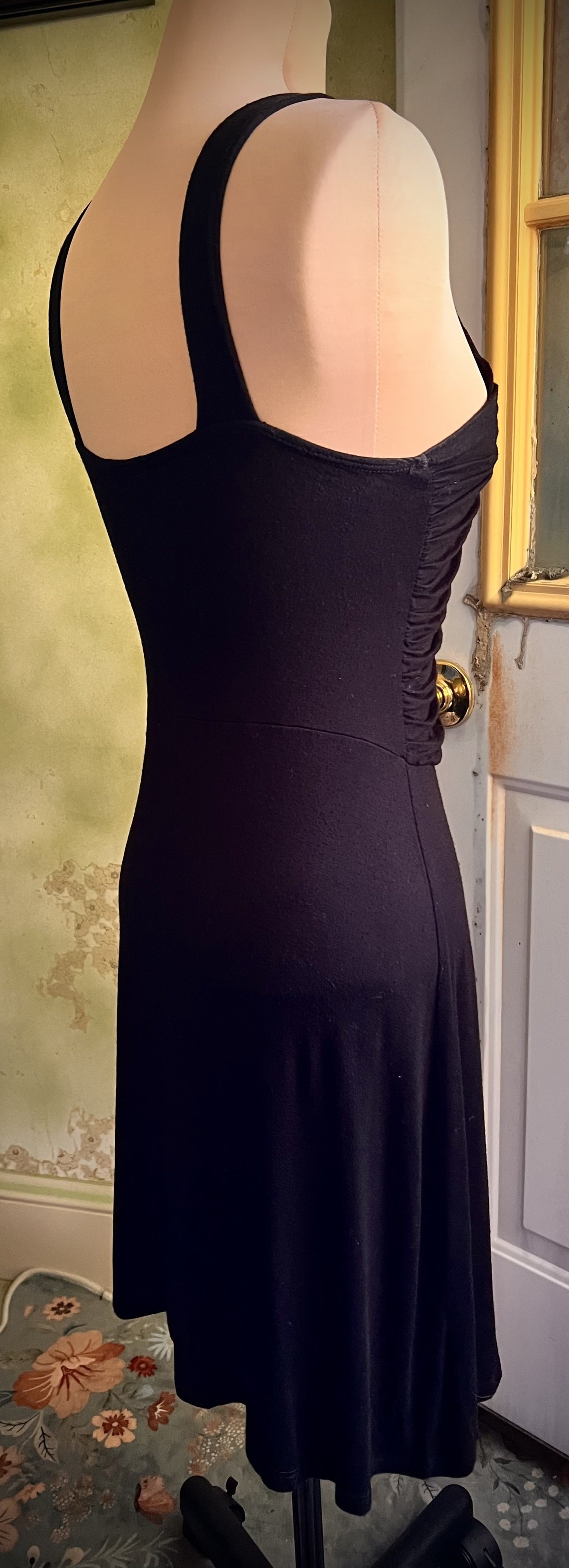 Free People Black Embroidered Ruched Fit & Flare Dress Size 2