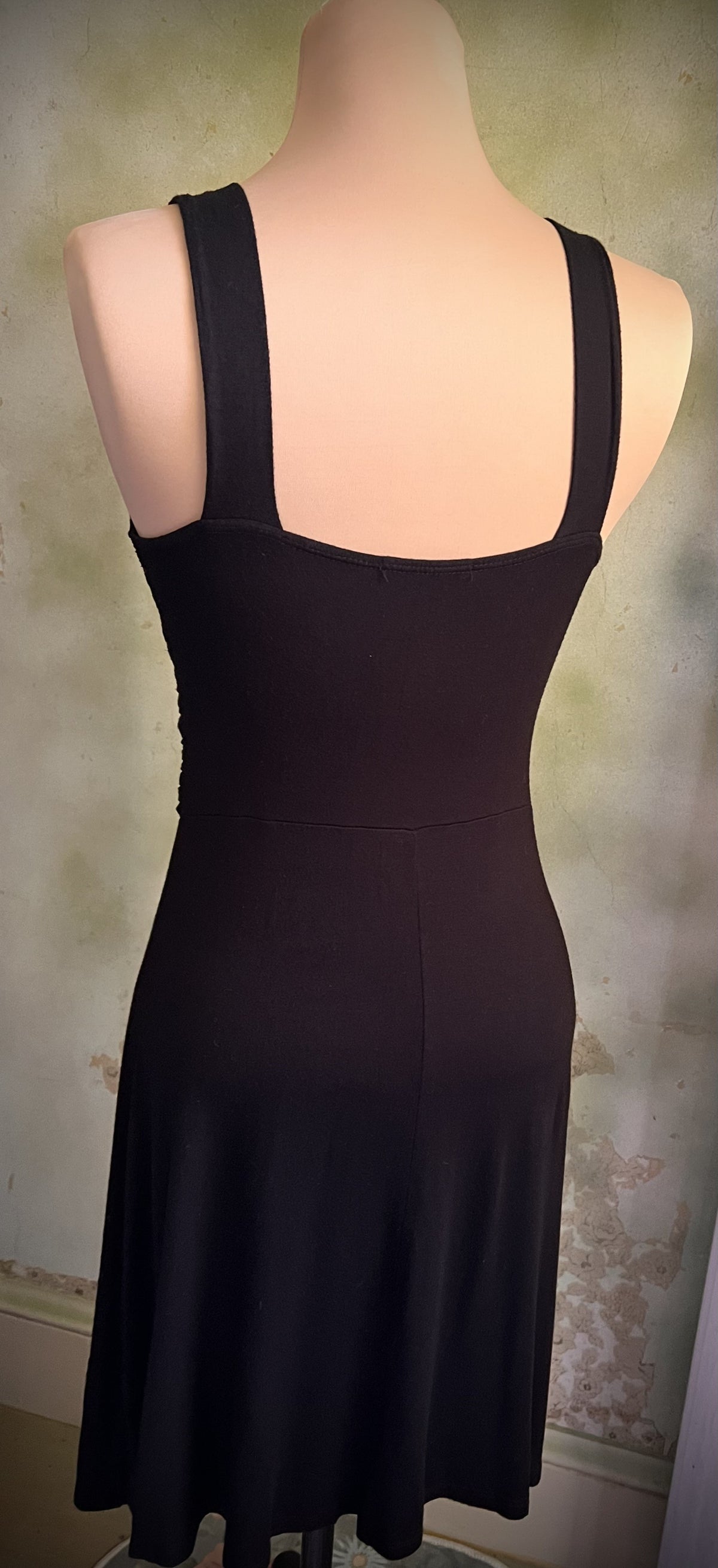 Free People Black Embroidered Ruched Fit & Flare Dress Size 2
