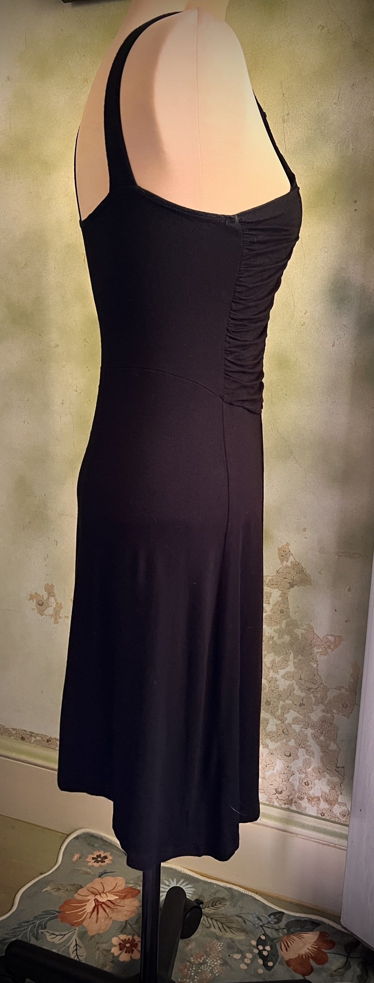 Free People Black Embroidered Ruched Fit & Flare Dress Size 2