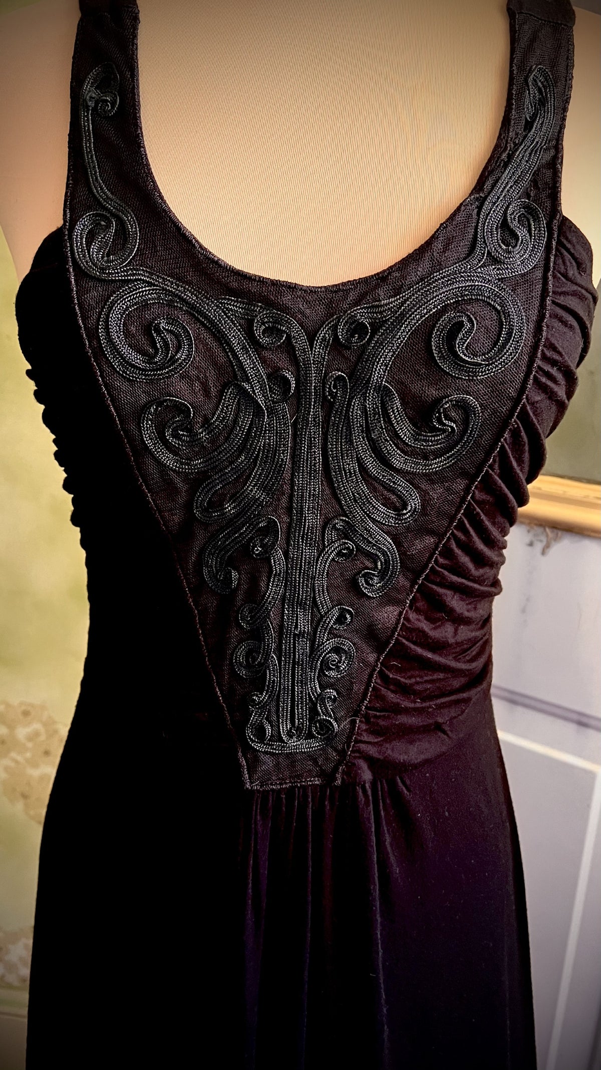 Free People Black Embroidered Ruched Fit & Flare Dress Size 2