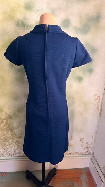 Vintage 60s 70s Royal Blue Mod A-Line Mini Dress