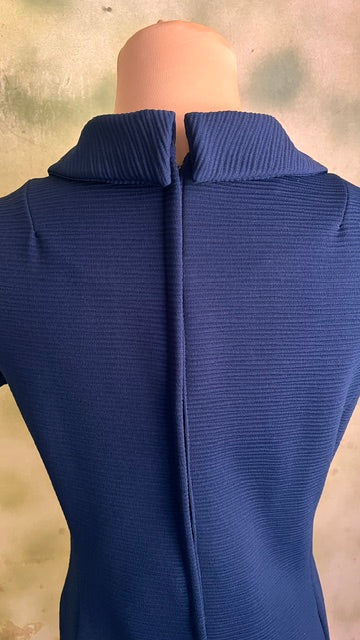 Vintage 60s 70s Royal Blue Mod A-Line Mini Dress