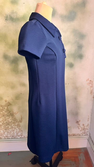 Vintage 60s 70s Royal Blue Mod A-Line Mini Dress
