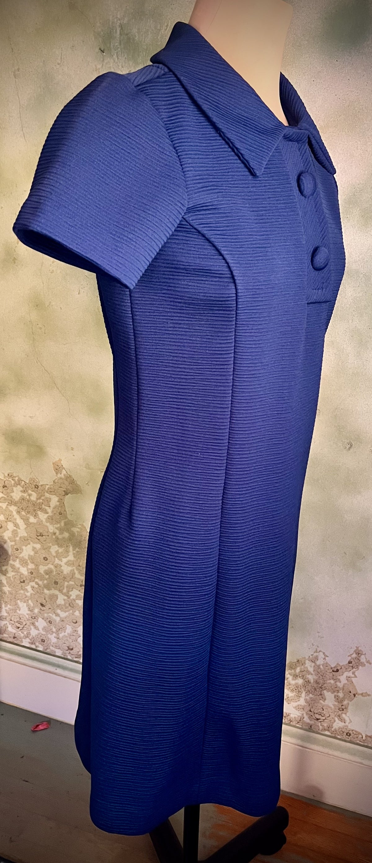 Vintage 60s 70s Royal Blue Mod A-Line Mini Dress