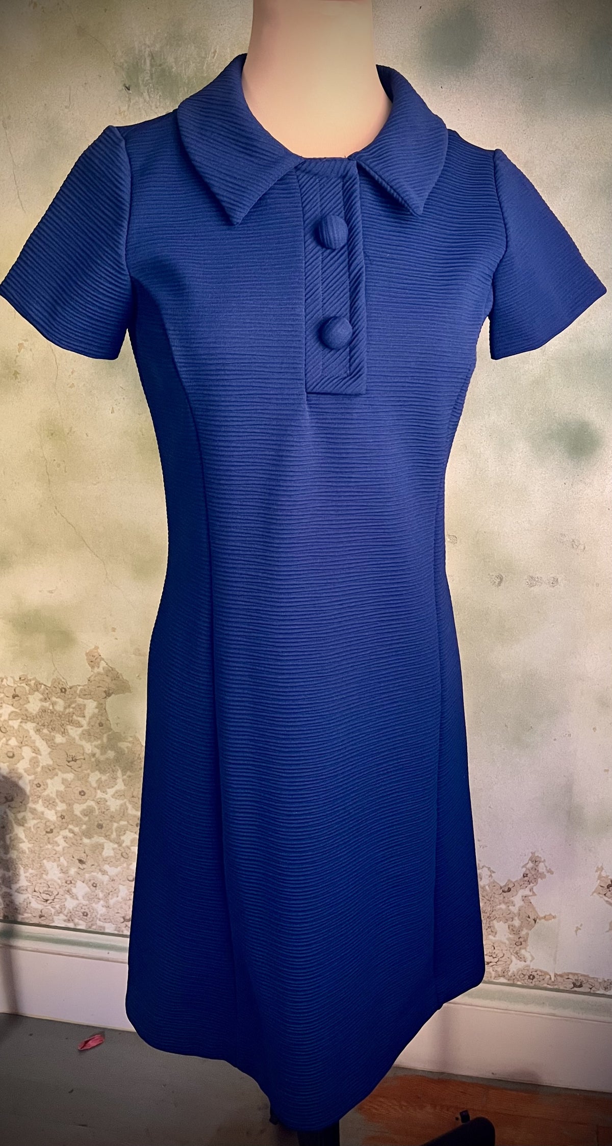Vintage 60s 70s Royal Blue Mod A-Line Mini Dress