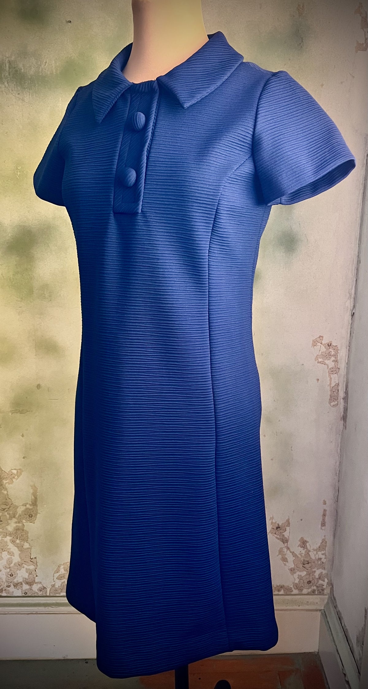 Vintage 60s 70s Royal Blue Mod A-Line Mini Dress