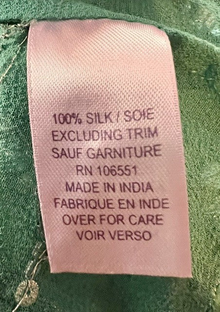 Calypso Christiane Celle Green Beaded Silk Top XS