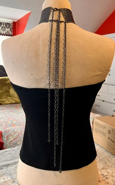 Express Black Halter Chain Neck Top Size S