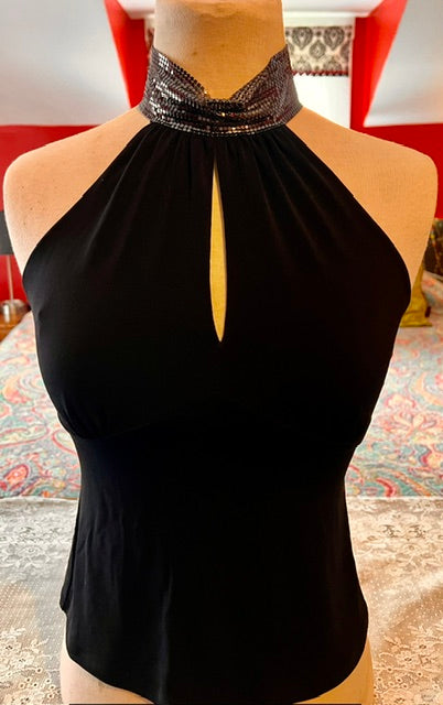 Express Black Halter Chain Neck Top Size S