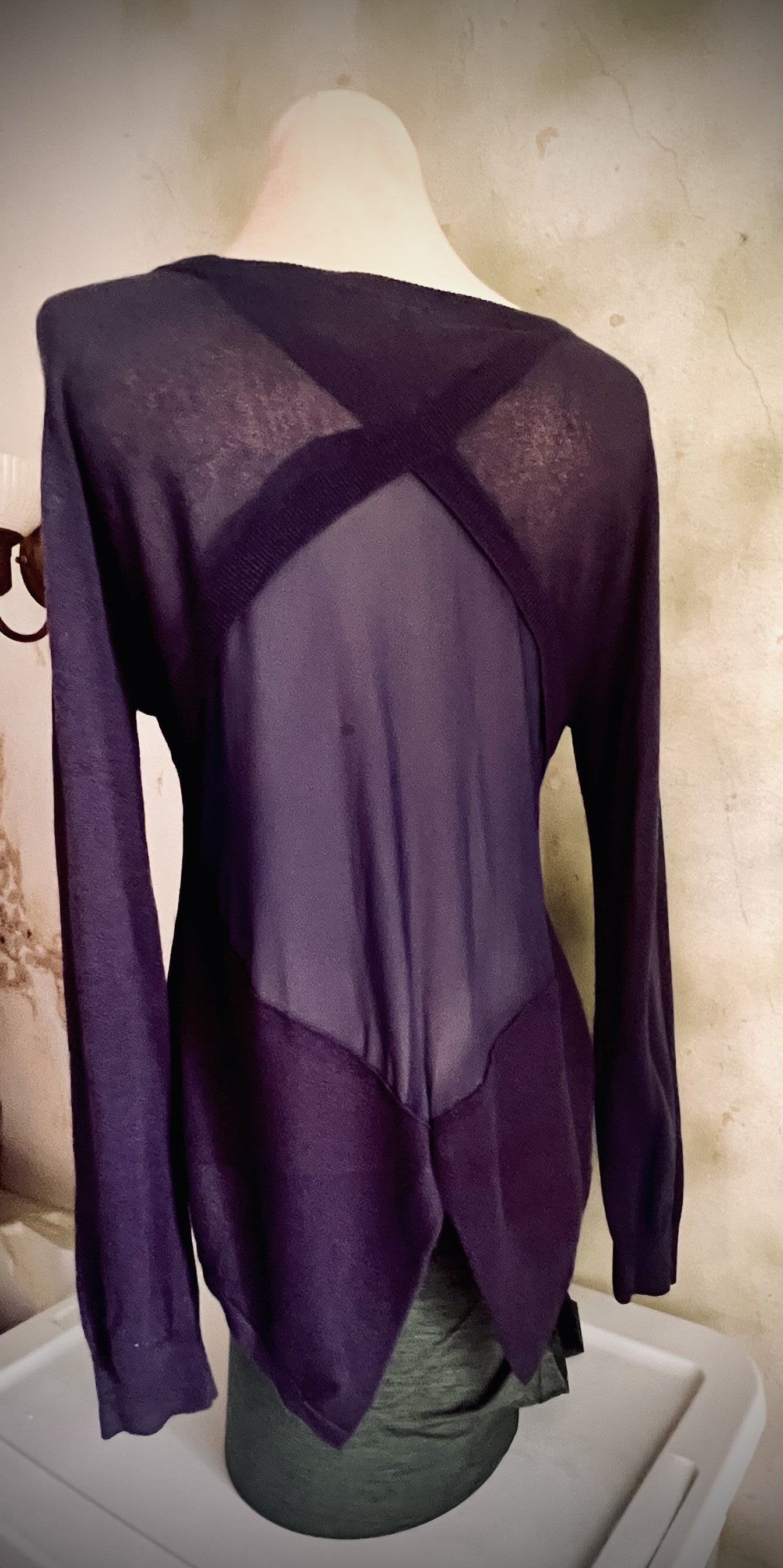 Kerisma Purple Sheer Back Long Sleeve Top Size S