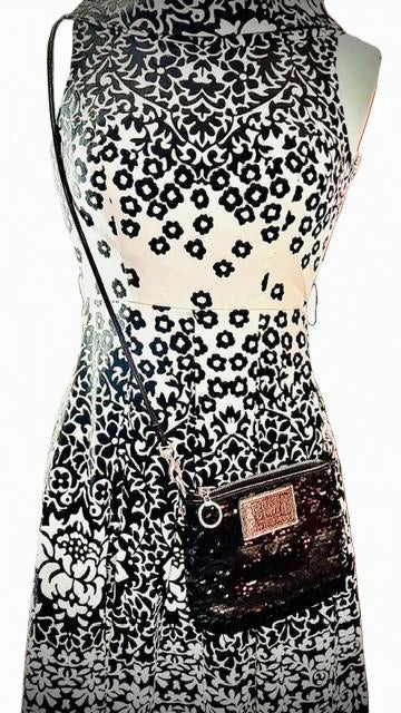 Donna Morgan Black & White Floral Fit-and-Flare Dress — Size 4P