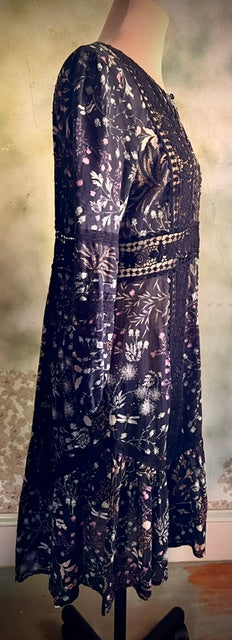 Anthropologie Moulinette Soeurs Size 2 Floral Dragonfly Boho Dress