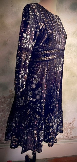 Anthropologie Moulinette Soeurs Size 2 Floral Dragonfly Boho Dress