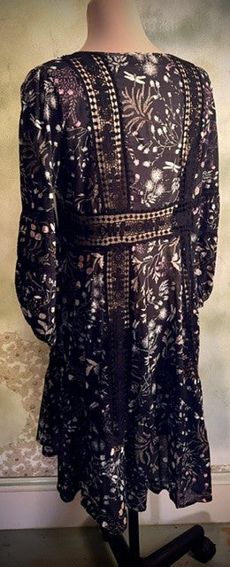 Anthropologie Moulinette Soeurs Size 2 Floral Dragonfly Boho Dress
