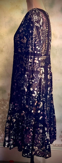 Anthropologie Moulinette Soeurs Size 2 Floral Dragonfly Boho Dress
