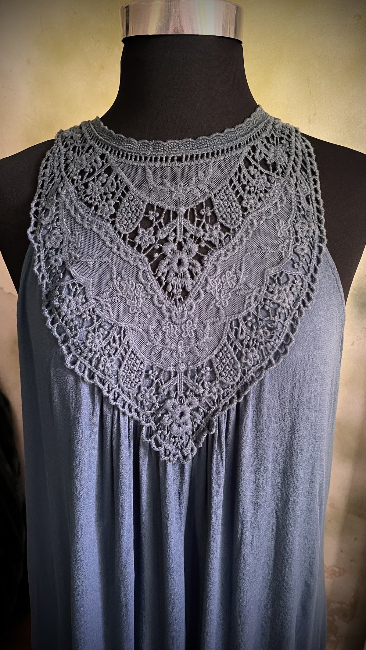 Xhilaration Dark Teal Blue Crochet Lace Swing Dress Size Large