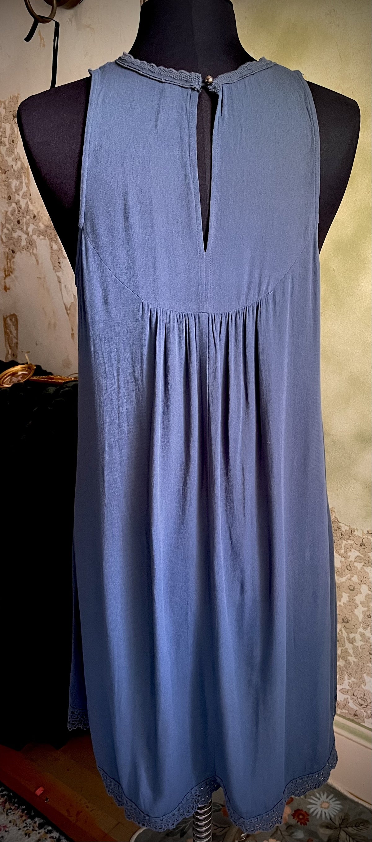 Xhilaration Dark Teal Blue Crochet Lace Swing Dress Size Large