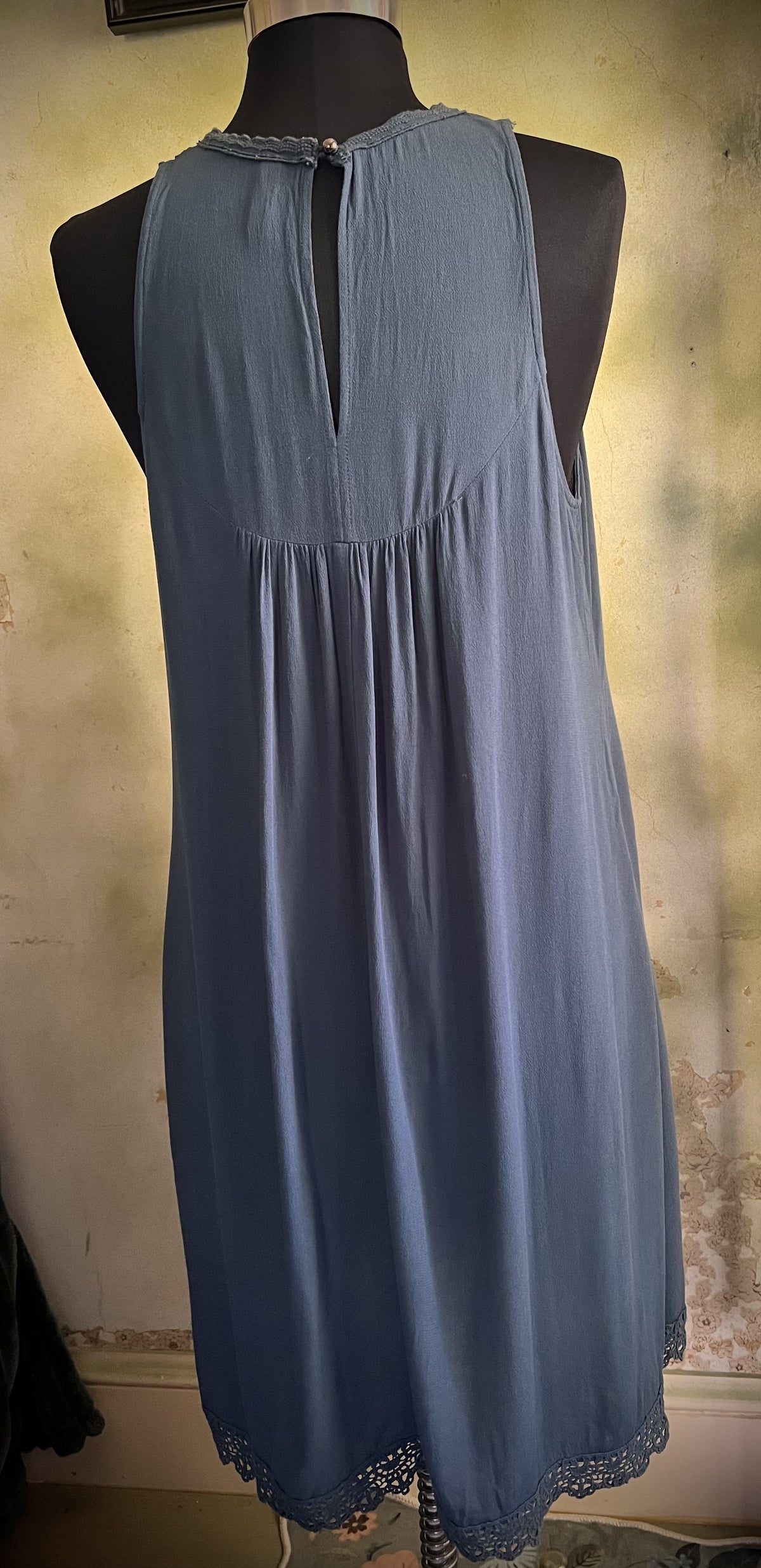 Xhilaration Dark Teal Blue Crochet Lace Swing Dress Size Large