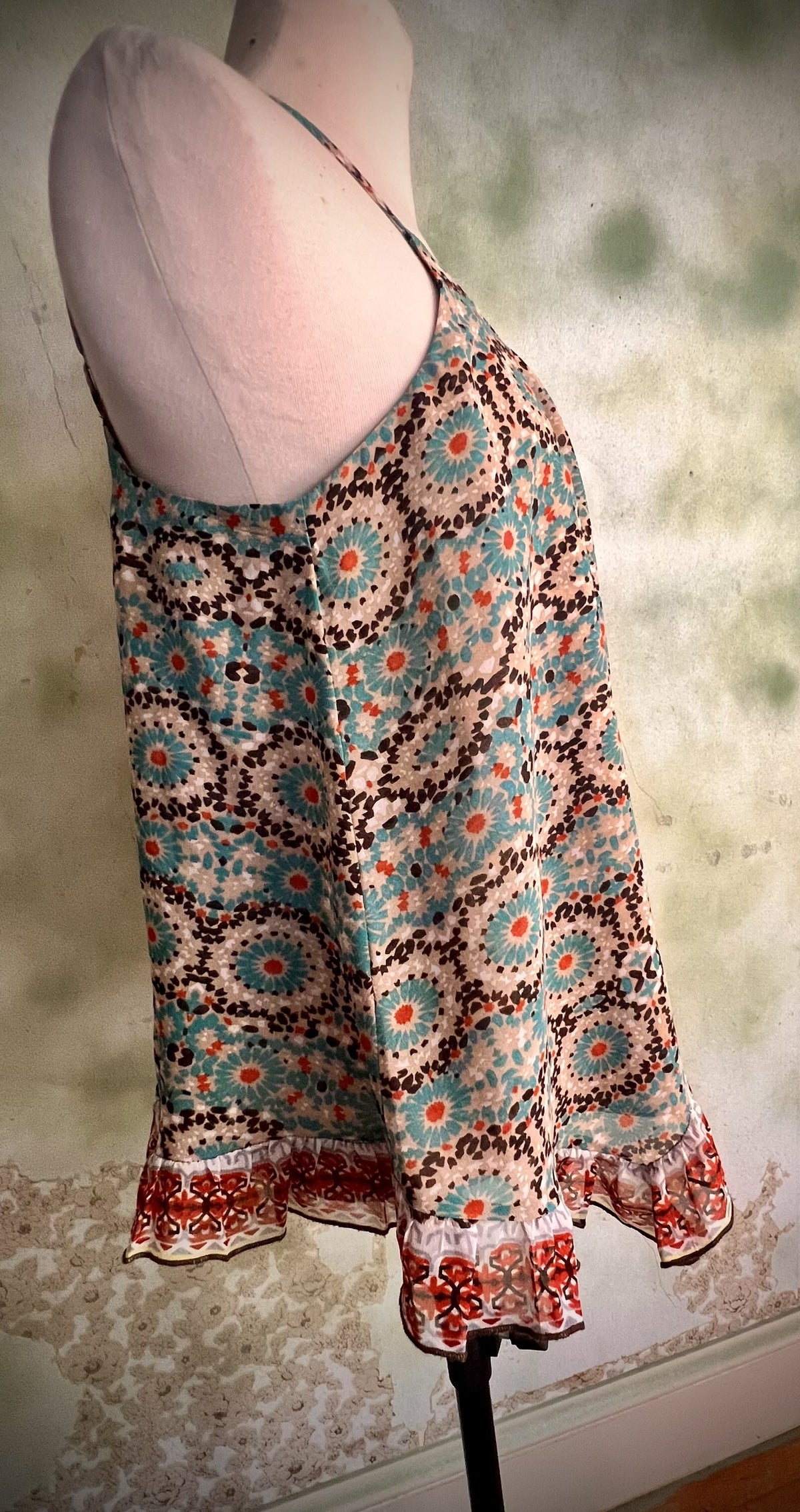Patrons of Peace Small Boho Printed Handkerchief Hem Flowy Tank Top