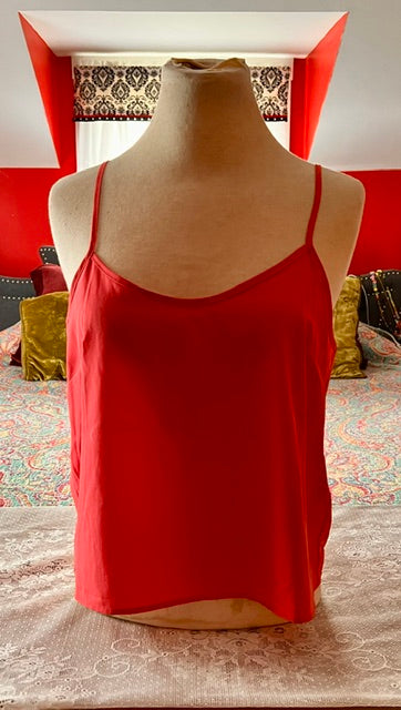 Nanette Lepore Fuchsia - Red Lace Ribbon Back Top Size S