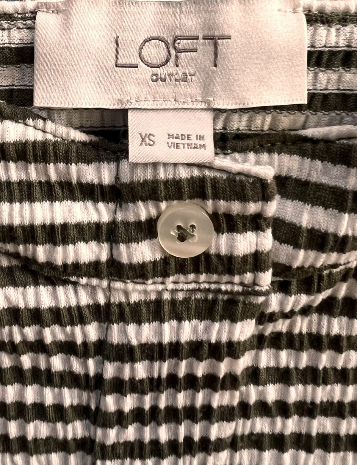 LOFT Outlet XS Green White Striped Button Front Tank Top