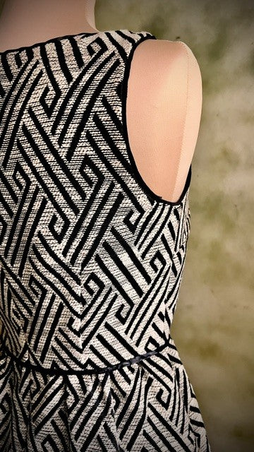 Outback Red Black White Geometric Fit & Flare Dress