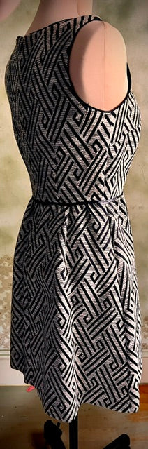 Outback Red Black White Geometric Fit & Flare Dress
