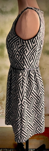 Outback Red Black White Geometric Fit & Flare Dress