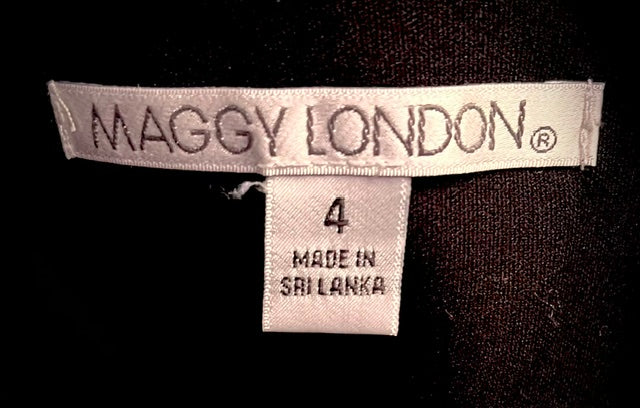 Maggy London Gold Black Floral Brocade Fit & Flare Dress Size 4