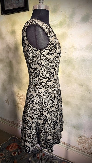 Maggy London Gold Black Floral Brocade Fit & Flare Dress Size 4