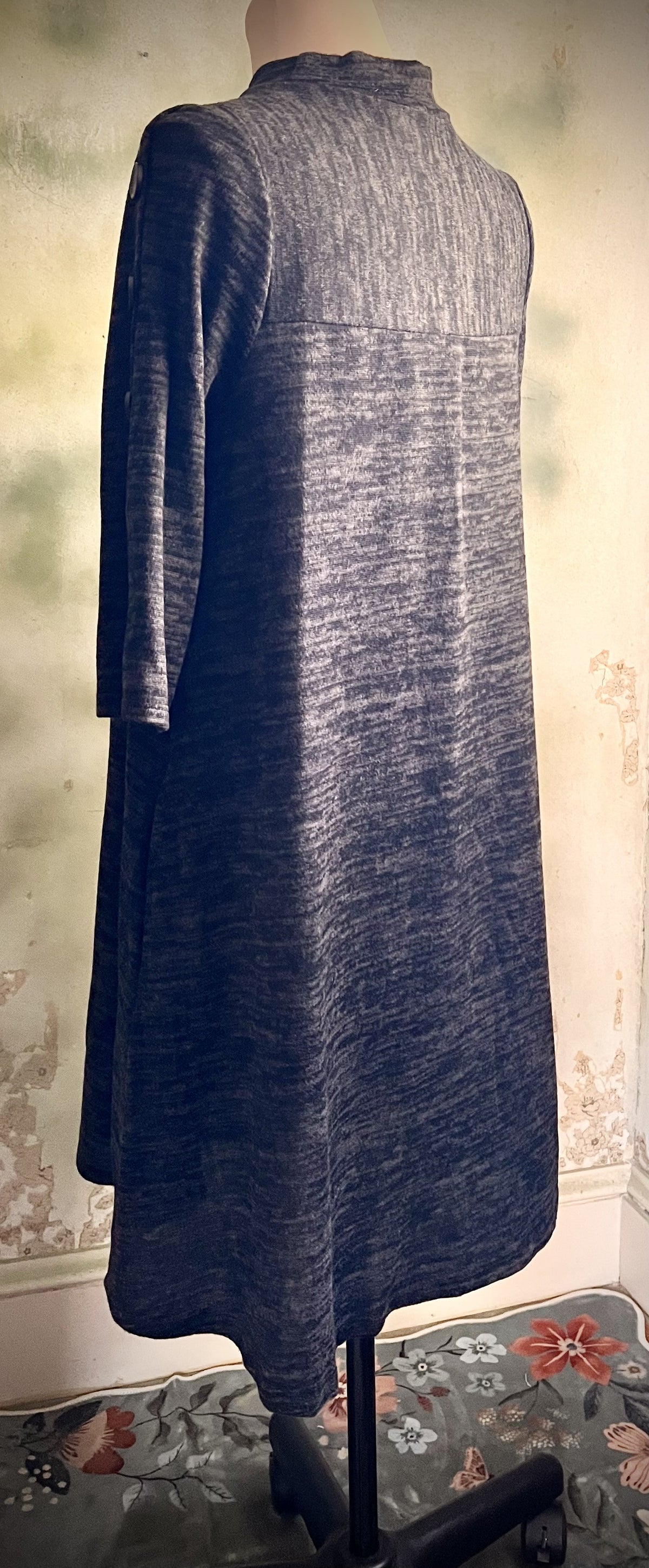 CV Collection Gray Marled Tunic Dress Button Sleeve Size Small