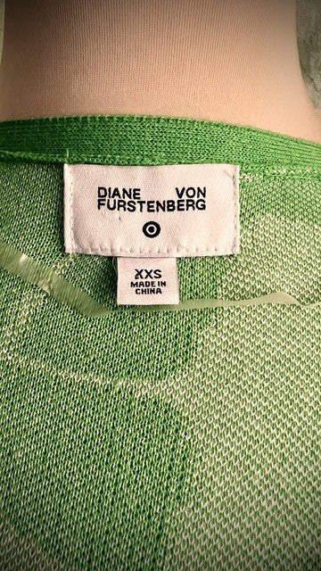 Diane von Furstenberg DVF Green White Floral Wrap Dress XXS