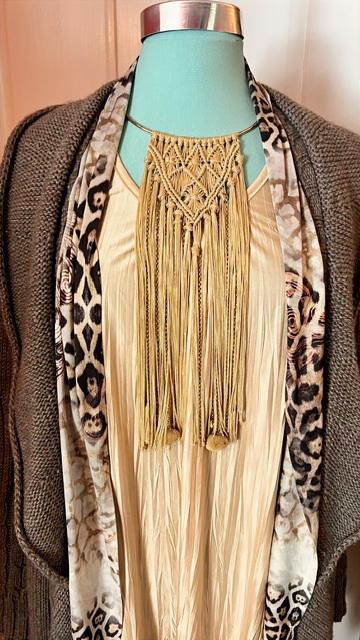 S Twelve Boho Leopard “Cougar” Vest with Graphite Fringe | Statement Layer