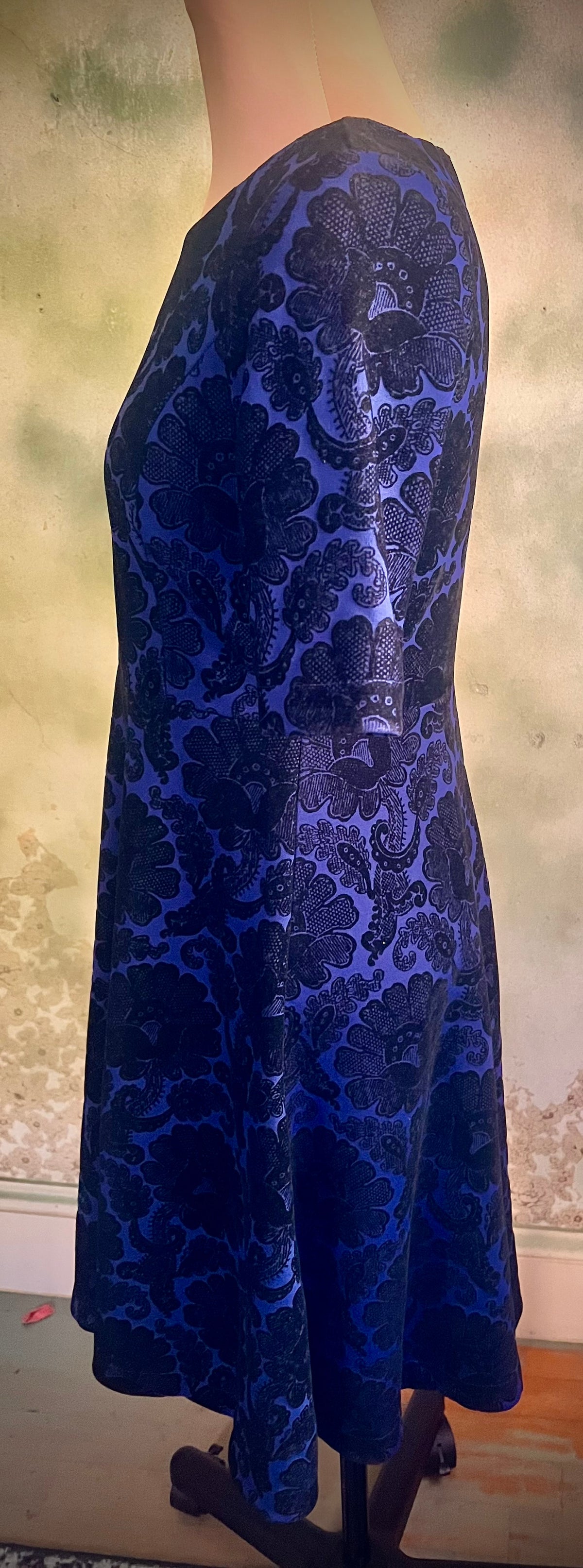 Lands’ End XS Petite Blue Black Floral