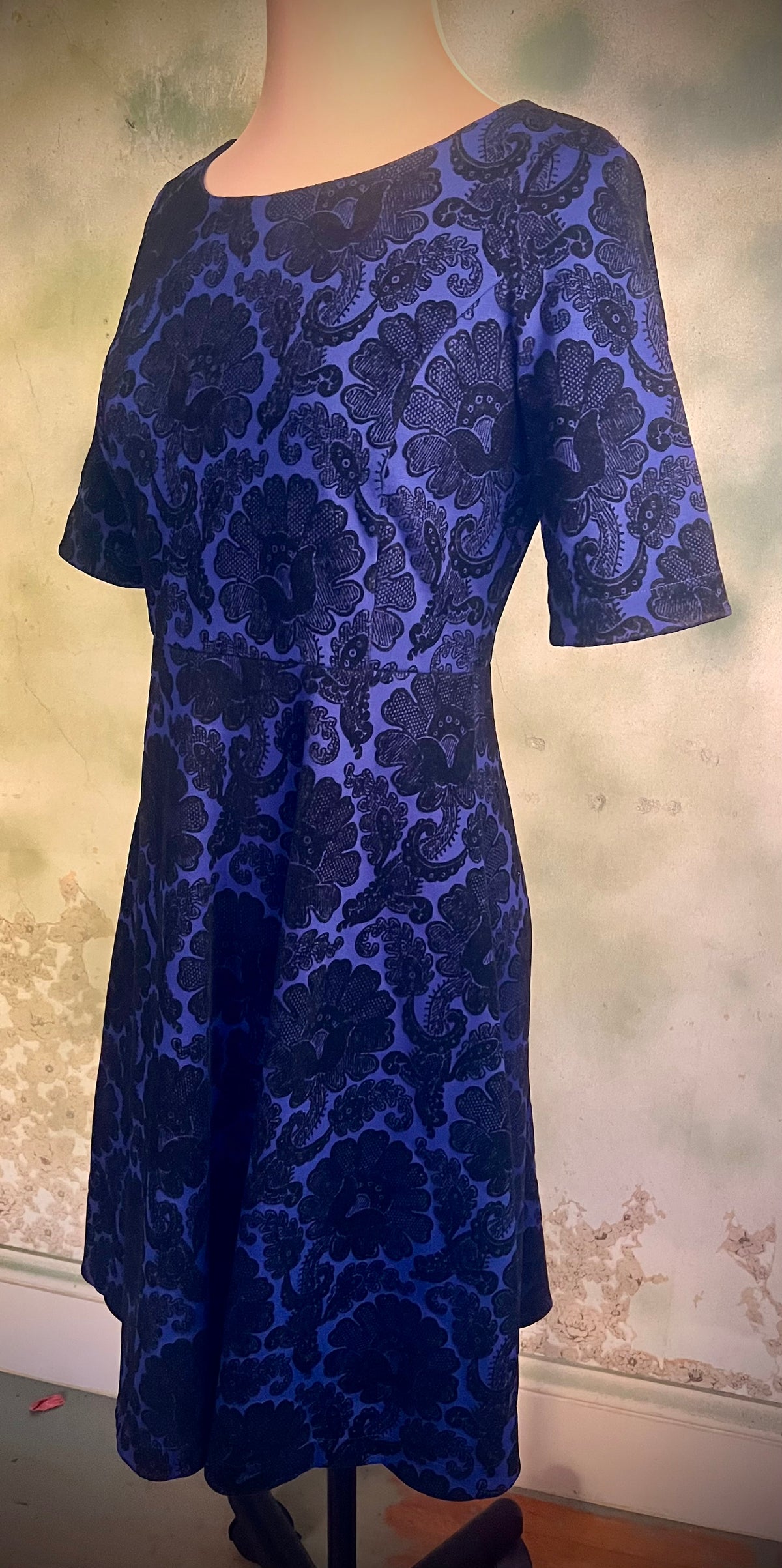 Lands’ End XS Petite Blue Black Floral